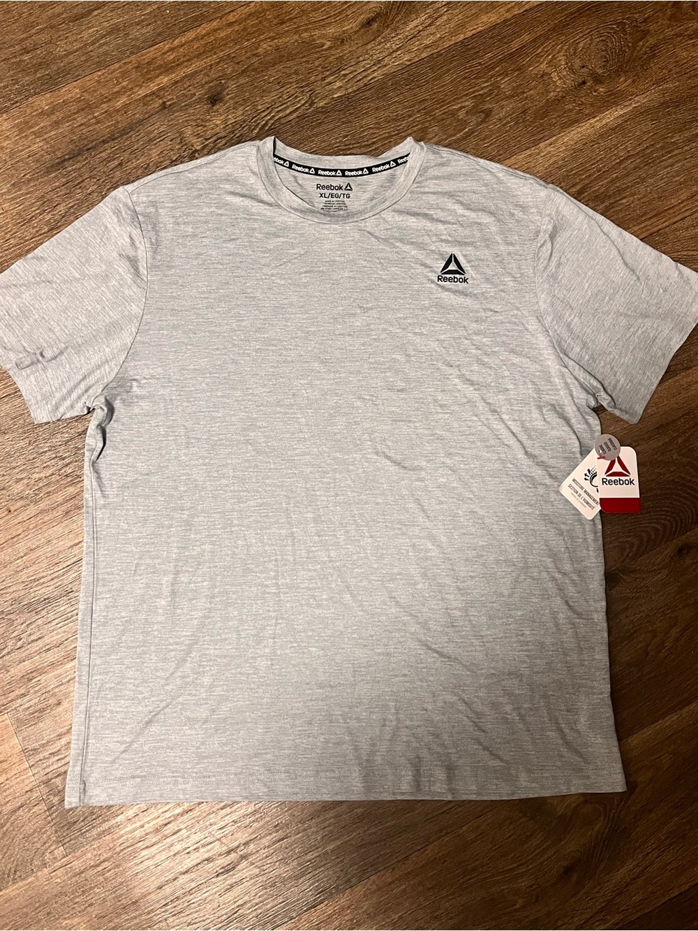 Reebok Men’s Light Gray Crew Neck Athletic Tee XL